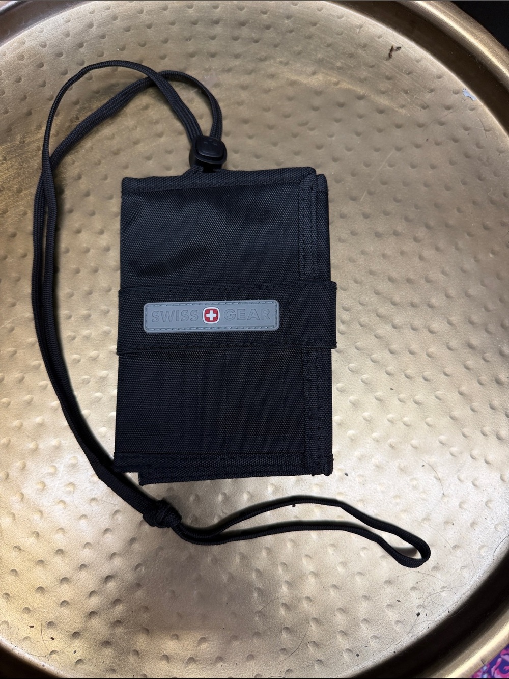 SwissGear Black Travel Neck Wallet with Lanyard Strap